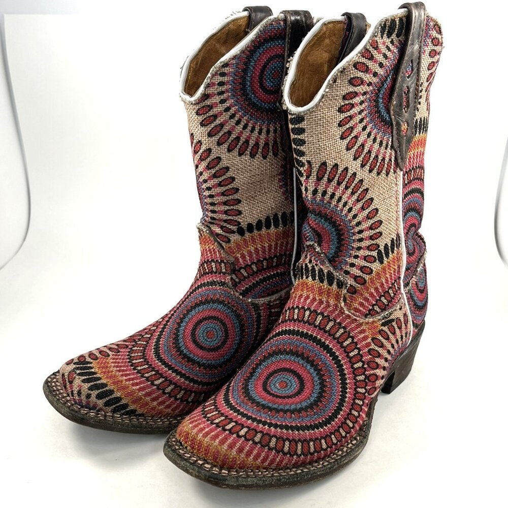 Tanner Mark Girls Colorful Cowboy Boots, Unique, Cowgirl, Boho, Girl Size 13